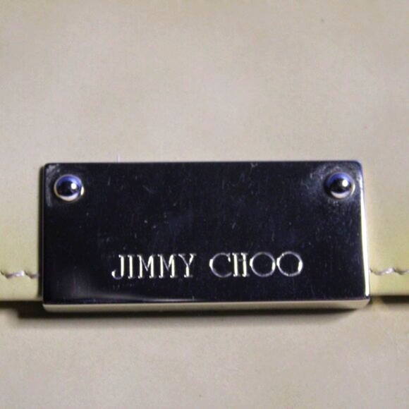 Jimmy Choo Patent Leather Clutch Bag Beige New - Picture 11 of 16